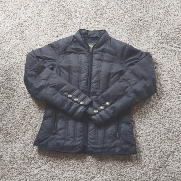 Eddie Bauer Womens Small Black Premium Goose Down Zip Up Quilted Puffer Jacket - Picture 2 of 8